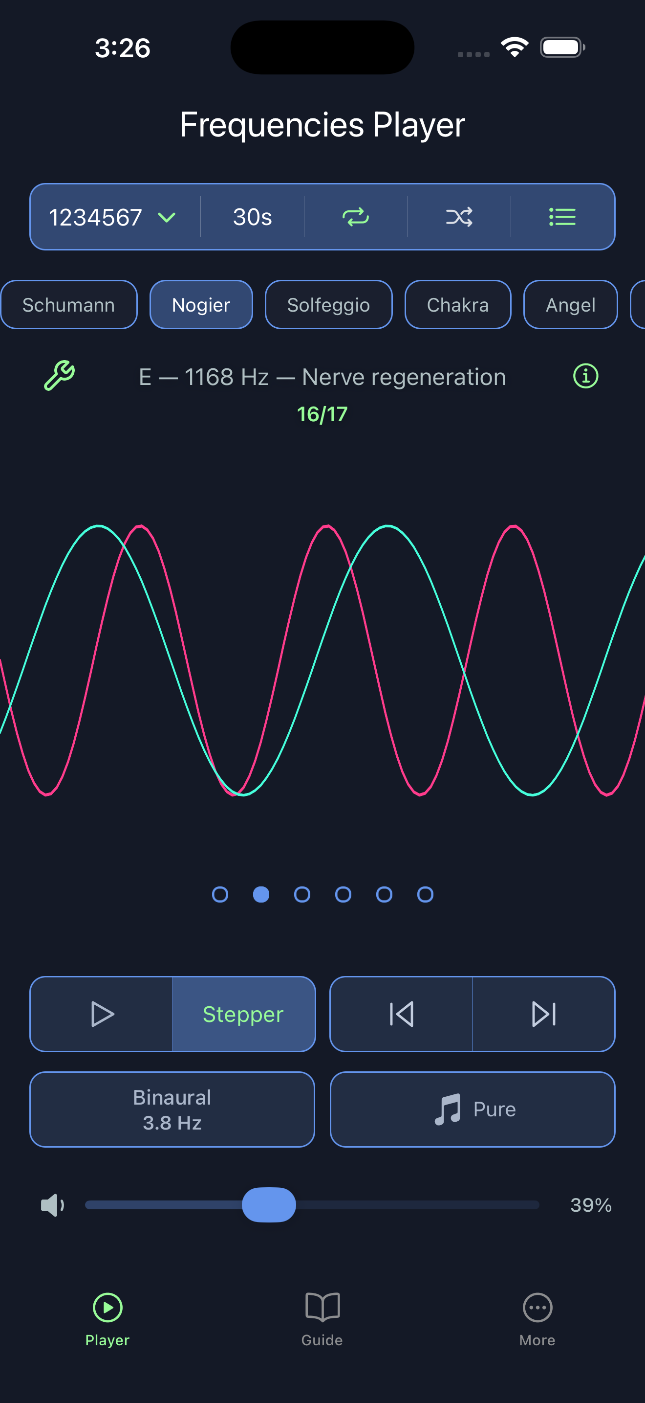 Nogier tone with dual wave visual